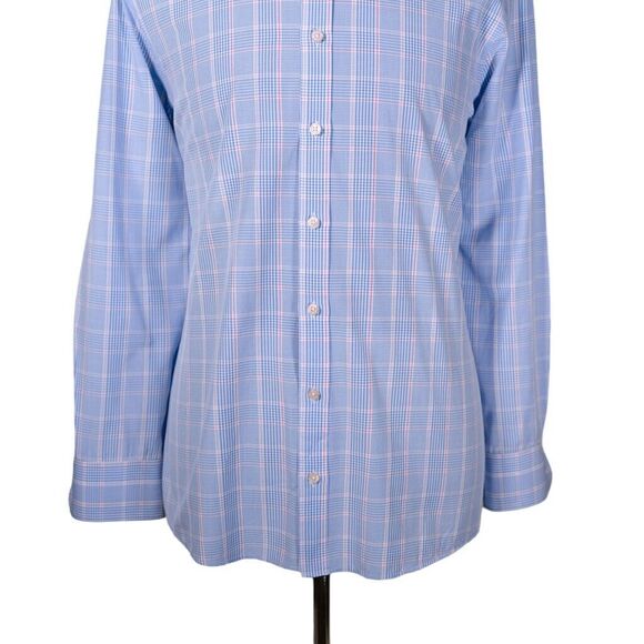 Charles Tyrwhitt Mens Dress Shirt Button Up Blue Pink Plaid Check Slim Fit 17 34 - Picture 6 of 8